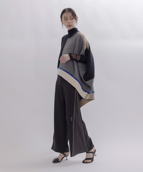 新品今季　エイミーロウ　シルエットアレンジ可能ボンディング サイドジップ パンツ シルエットアレンジ可能】ボンディング サイドジップ パンツ Eimee Law