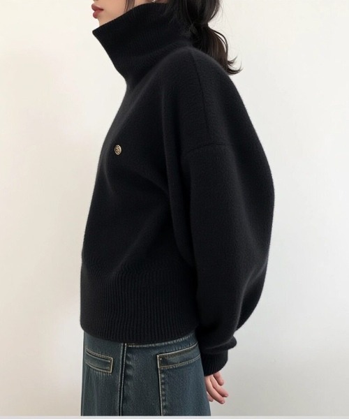cammie(キャミー)の「折り返しハイネックニット(ニット/セーター・レディース・グリーン/ブラック/グレー/ホワイト・F)」の14枚目の写真