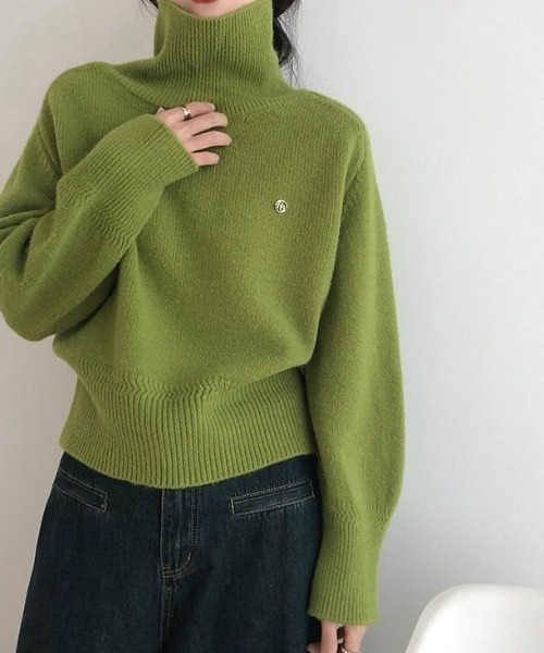 cammie(キャミー)の「折り返しハイネックニット(ニット/セーター・レディース・グリーン/ブラック/グレー/ホワイト・F)」の17枚目の写真