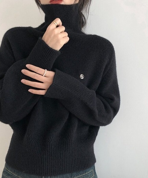 cammie(キャミー)の「折り返しハイネックニット(ニット/セーター・レディース・グリーン/ブラック/グレー/ホワイト・F)」の15枚目の写真
