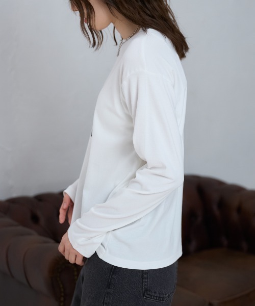 TRIANGLE PALETTE（トライアングルパレット）の「フロントロゴ 長袖Tシャツ/スーパーストレッチ（Tシャツ/カットソー・レディース・ホワイト/ブラウン/グレー/ブラック・FREE）」の14枚目の写真