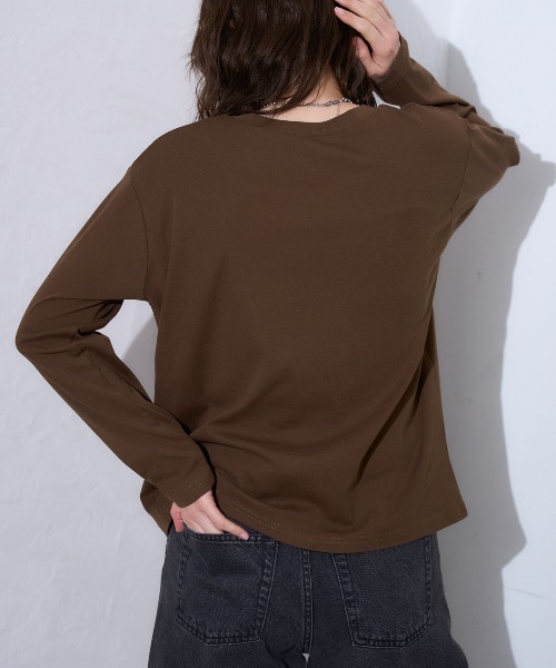 TRIANGLE PALETTE（トライアングルパレット）の「フロントロゴ 長袖Tシャツ/スーパーストレッチ（Tシャツ/カットソー・レディース・ホワイト/ブラウン/グレー/ブラック・FREE）」の18枚目の写真