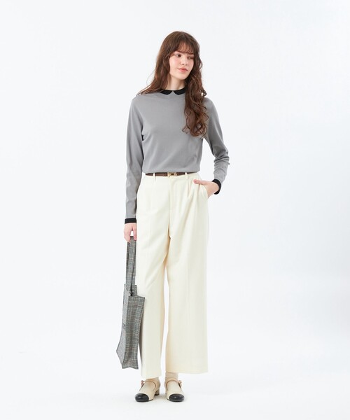 MACKINTOSH PHILOSOPHY(マッキントッシュ フィロソフィー)の「【25年秋冬モデル】Cleric Collar Knit ロングスリーブ(ニット/セーター・レディース・チャコールグレー/ホワイト系その他/ダークネイビー/ブラウン・38)」の16枚目の写真