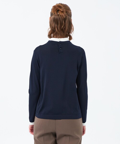 MACKINTOSH PHILOSOPHY(マッキントッシュ フィロソフィー)の「【25年秋冬モデル】Cleric Collar Knit ロングスリーブ(ニット/セーター・レディース・チャコールグレー/ホワイト系その他/ダークネイビー/ブラウン・38)」の11枚目の写真