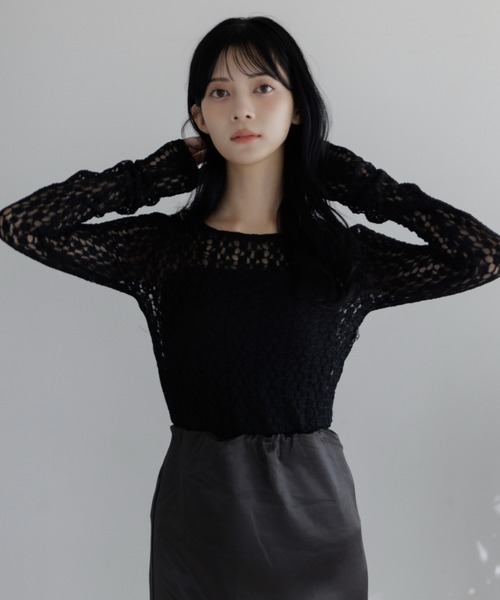 Dita Muaj.(ディータムアージュ)の「【2WAY仕様】カットレースシアーロンT/レイヤードにも◎(Tシャツ/カットソー・レディース・ブラック/ホワイト・FREE)」の22枚目の写真