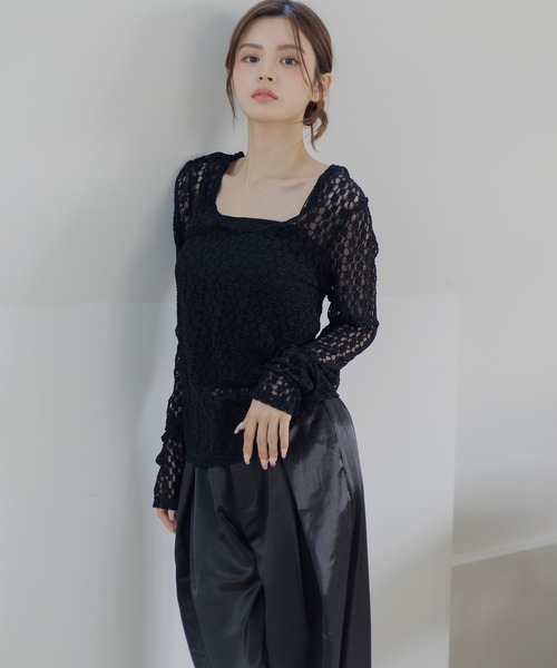 Dita Muaj.(ディータムアージュ)の「【2WAY仕様】カットレースシアーロンT/レイヤードにも◎(Tシャツ/カットソー・レディース・ブラック/ホワイト・FREE)」の21枚目の写真