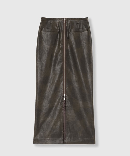 THINGS THAT MATTER（シングス ザット マター）の「VINTAGE ARTIFITICIAL LEATHER LONG SKIRT / ヴィンテージアーティフィシャルレザーロングスカート（スカート・レディース・グレー/ブラウン・1/2）」の7枚目の写真