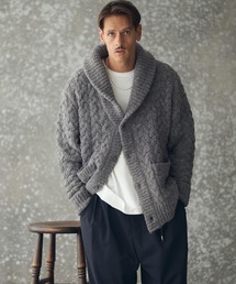 mcg3726- Loop Yarn Cable Knit Shawl Cardigan ショールカーディガン(TRM25-T046A)