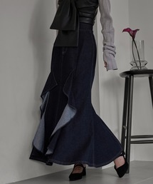 mideal(マイディール)のfrills mermaid denim skirt / フリルマーメイドデニムスカート(デニムスカート)