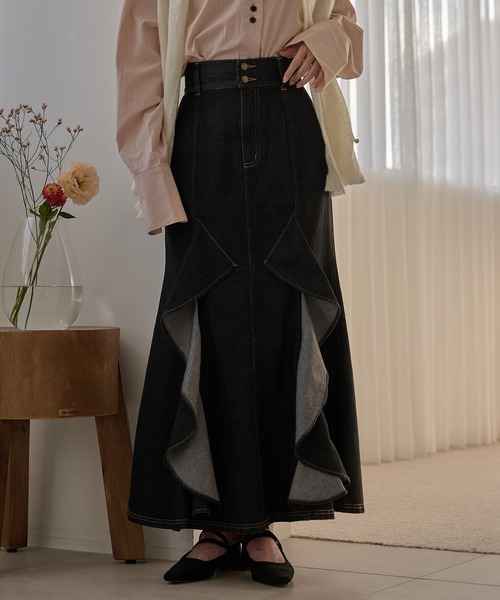 スカート frills mermaid denim skirt frills mermaid denim skirt / フリルマーメイドデニムスカート