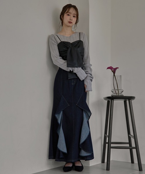 frills mermaid denim skirt / フリルマーメイドデニムスカート
