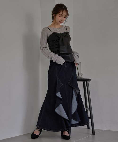 【新品未使用タグ付き】mideal フリルマーメイドデニムスカート M 新品未使用タグ付き】mideal フリルマーメイドデニムスカート M