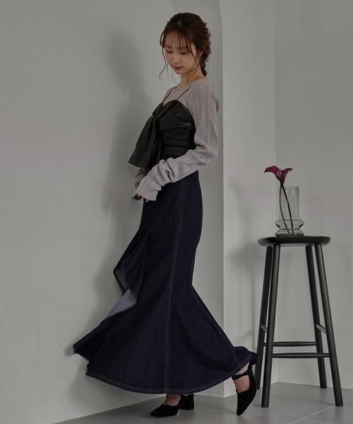 mideal（マイディール）の「frills mermaid denim skirt / フリルマーメイドデニムスカート（デニムスカート・レディース・ブラック/インディゴブルー・MEDIUM/SMALL）」の16枚目の写真