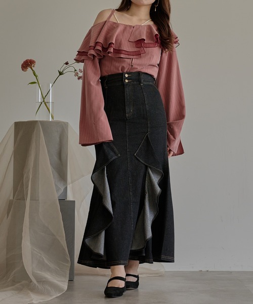 frills mermaid denim skirt / フリルマーメイドデニムスカート