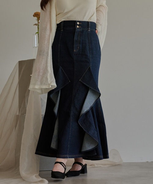 スカート frills mermaid denim skirt frills mermaid denim skirt / フリルマーメイドデニムスカート