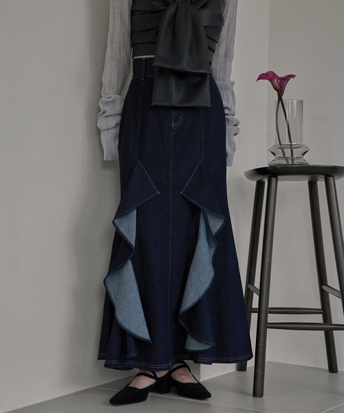 frills mermaid denim skirt / フリルマーメイドデニムスカート