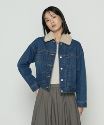 K.T KIYOKO TAKASE | 10.5オンス空紡デニム フェイクファー襟付きデニムジャケット(デニムジャケット)