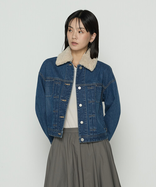 K.T KIYOKO TAKASE（キヨコタカセ）の「10.5オンス空紡デニム フェイクファー襟付きデニムジャケット（デニムジャケット・レディース・グレー/インディゴブルー/ワンウォッシュ・9号）」の15枚目の写真
