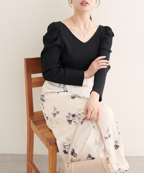 natural couture(ナチュラルクチュール)の「【WEB限定】テレコ2WAYプリンセスT(Tシャツ/カットソー・レディース・ブラウン/ボルドー/モカ/オフホワイト/ブラック/サックスブルー・FREE)」の4枚目の写真