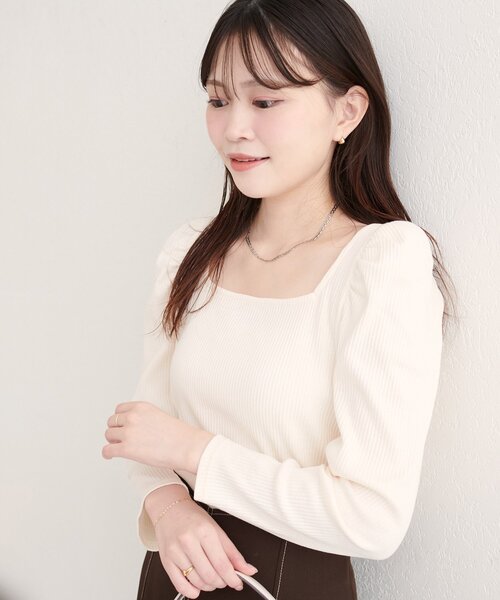 natural couture(ナチュラルクチュール)の「【WEB限定】テレコ2WAYプリンセスT(Tシャツ/カットソー・レディース・ブラウン/ボルドー/モカ/オフホワイト/ブラック/サックスブルー・FREE)」の22枚目の写真