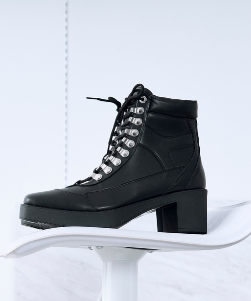 Ellno Loset（エルノロゼット）の「メタルパーツレースアップヒールブーツ（ブーツ・メンズ・ブラック/ブラック系その他・LARGE/SMALL/MEDIUM/X-LARGE/X-SMALL）」の8枚目の写真