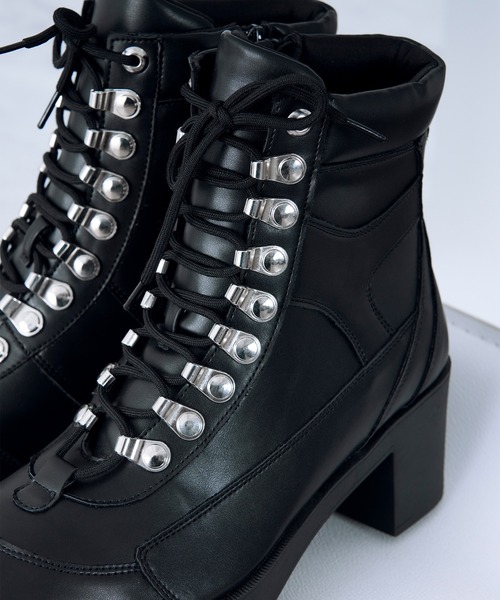 Ellno Loset（エルノロゼット）の「メタルパーツレースアップヒールブーツ（ブーツ・メンズ・ブラック/ブラック系その他・LARGE/SMALL/MEDIUM/X-LARGE/X-SMALL）」の5枚目の写真
