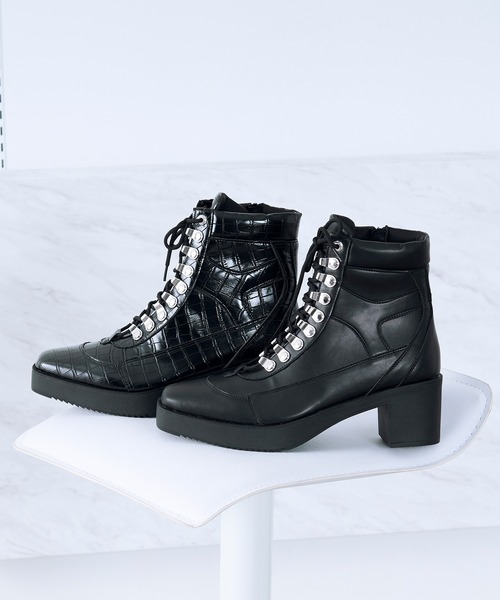 Ellno Loset（エルノロゼット）の「メタルパーツレースアップヒールブーツ（ブーツ・メンズ・ブラック/ブラック系その他・LARGE/SMALL/MEDIUM/X-LARGE/X-SMALL）」の10枚目の写真