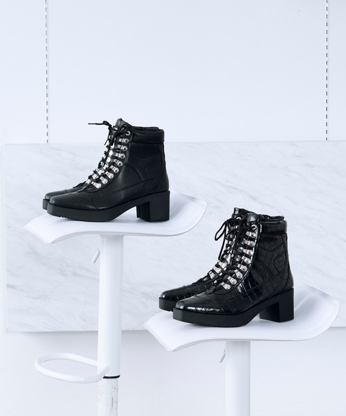 Ellno Loset（エルノロゼット）の「メタルパーツレースアップヒールブーツ（ブーツ・メンズ・ブラック/ブラック系その他・LARGE/SMALL/MEDIUM/X-LARGE/X-SMALL）」の11枚目の写真