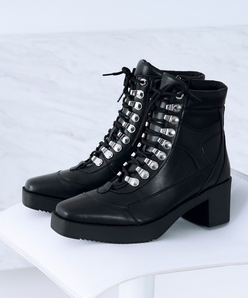 Ellno Loset（エルノロゼット）の「メタルパーツレースアップヒールブーツ（ブーツ・メンズ・ブラック/ブラック系その他・LARGE/SMALL/MEDIUM/X-LARGE/X-SMALL）」の3枚目の写真