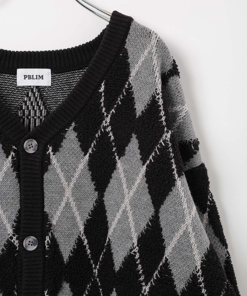 PBLIM（ページボーイリム）の「《UNISEX》アーガイルカーディガン（カーディガン/ボレロ・レディース・ブラック/ブラウン・FREE）」の5枚目の写真