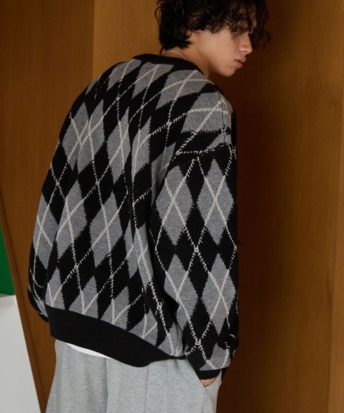 PBLIM（ページボーイリム）の「《UNISEX》アーガイルカーディガン（カーディガン/ボレロ・レディース・ブラック/ブラウン・FREE）」の13枚目の写真