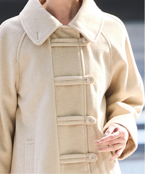 RUIRUE BOUTIQUE(ルイルエブティック)の「シャギー ウール ダッフルコート | アウター / ウールコート / コート / ロングコート(ダッフルコート・レディース・チャコールグレー/アイボリー・L/M)」の10枚目の写真