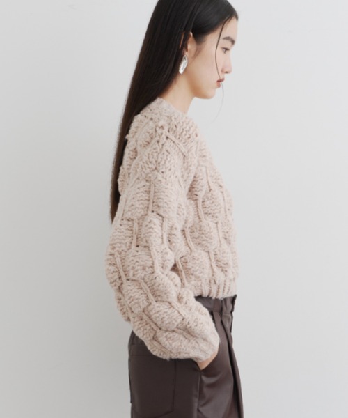 DFFUR.(ディフル)の「ぽこぽこボリュームニットトップス(ニット/セーター・レディース・ベージュ/グレー・FREE)」の10枚目の写真