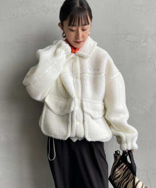 WILD THINGS（ワイルドシングス）の「[WILD THINGS/ワイルドシングス] G-1 ボアジャケット（その他アウター・レディース・ブラック/オフホワイト・M）」の8枚目の写真