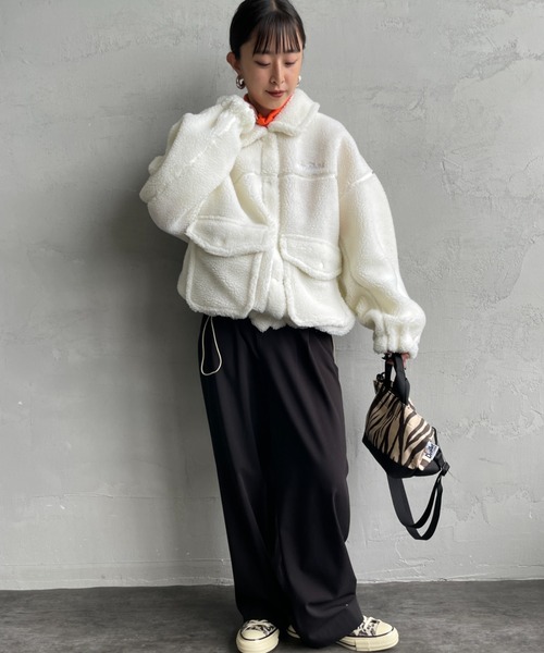 WILD THINGS（ワイルドシングス）の「[WILD THINGS/ワイルドシングス] G-1 ボアジャケット（その他アウター・レディース・ブラック/オフホワイト・M）」の5枚目の写真