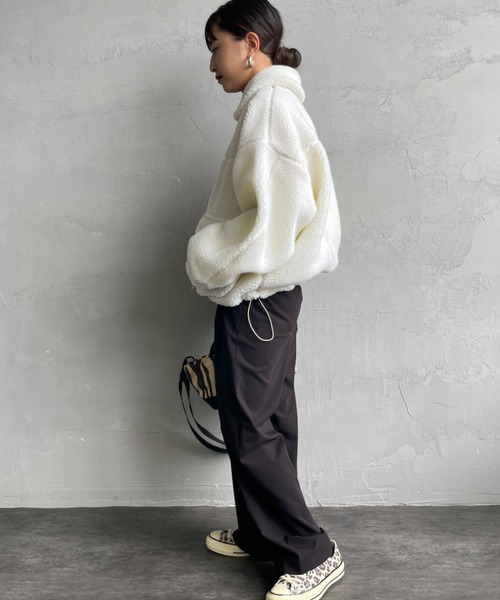 WILD THINGS（ワイルドシングス）の「[WILD THINGS/ワイルドシングス] G-1 ボアジャケット（その他アウター・レディース・ブラック/オフホワイト・M）」の9枚目の写真