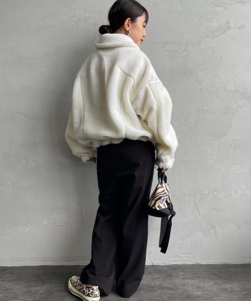 WILD THINGS（ワイルドシングス）の「[WILD THINGS/ワイルドシングス] G-1 ボアジャケット（その他アウター・レディース・ブラック/オフホワイト・M）」の7枚目の写真