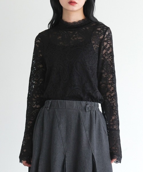 somari imagination（ソマリ イマジネーション）の「『袖フレアレースカットソー』（Tシャツ/カットソー・レディース・ブラック/オフホワイト・1/2）」の7枚目の写真