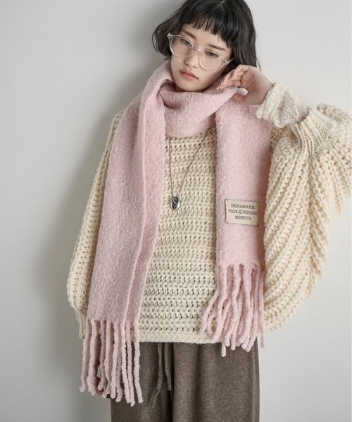 セール】ウール混ブークレフリンジマフラー（マフラー）｜THE YOn