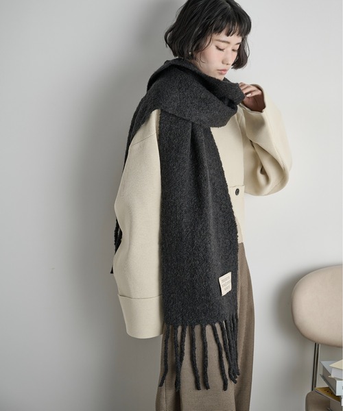 セール】ウール混ブークレフリンジマフラー（マフラー）｜THE YOn
