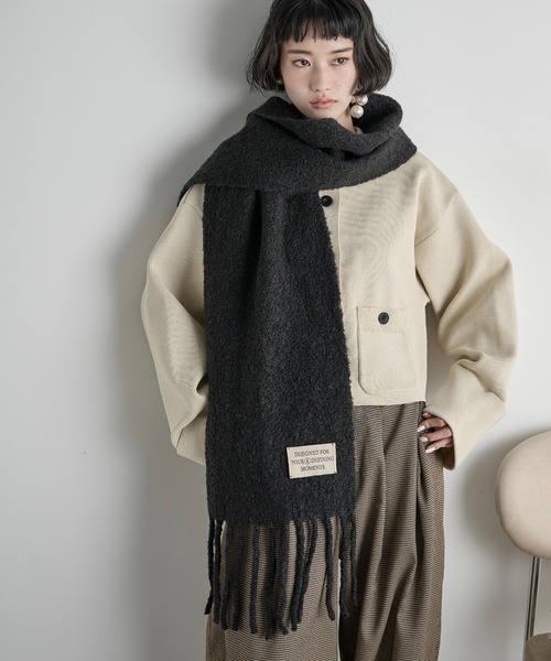 セール】ウール混ブークレフリンジマフラー（マフラー）｜THE YOn