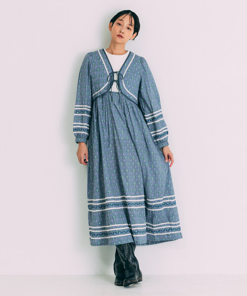 Freada（フリーダ）の「Freada/フリーダ 胸キルト リボン バストカット ワンピース（ワンピース・レディース・ブルー/パープル・ONE SIZE）」の2枚目の写真