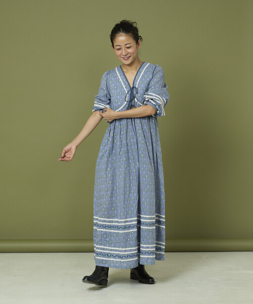 Freada（フリーダ）の「Freada/フリーダ 胸キルト リボン バストカット ワンピース（ワンピース・レディース・ブルー/パープル・ONE SIZE）」の4枚目の写真