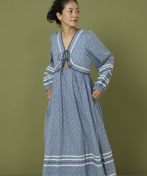 Freada（フリーダ）の「Freada/フリーダ 胸キルト リボン バストカット ワンピース（ワンピース・レディース・ブルー/パープル・ONE SIZE）」の10枚目の写真