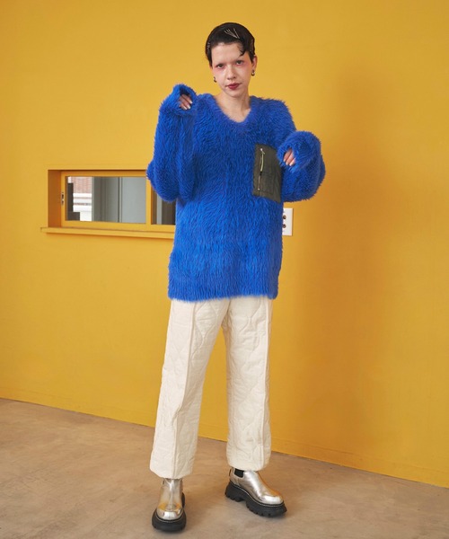 V NECK SHAGGY KNIT TOP（ニット/セーター）｜OMMO（オーエムエムオー