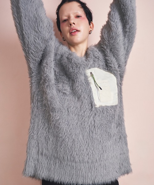 トップス OMMO V NECK SHAGGY KNIT TOP V NECK SHAGGY KNIT TOP（ニット/セーター）｜OMMO（オーエムエムオー