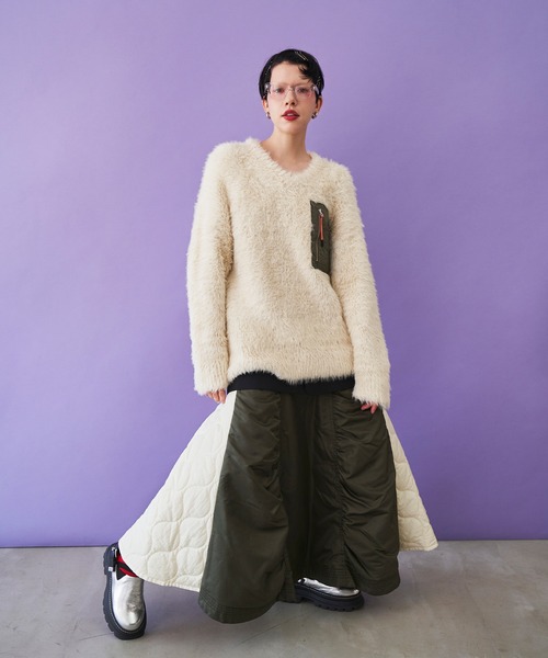 OMMOニット V NECK SHAGGY KNIT TOP（ニット/セーター）｜OMMO（オーエムエムオー