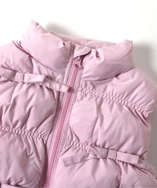 セール】【ジュニア対応】シャーリングリボン中綿ベスト（ダウンベスト