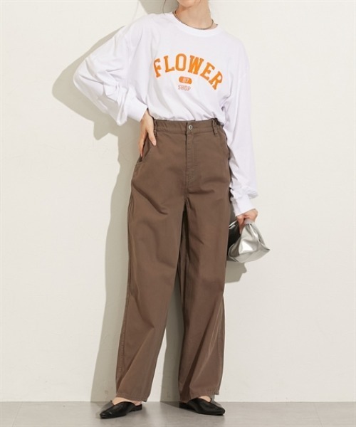 nissen（ニッセン）の「ボリューム長袖袖ロゴＴシャツ（Tシャツ/カットソー・レディース・ブラック系/グリーン系/ホワイト系1/ホワイト系2・M/L）」の10枚目の写真