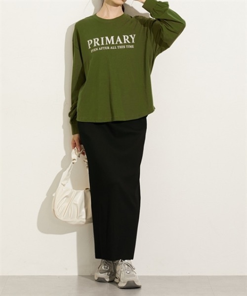 nissen（ニッセン）の「ボリューム長袖袖ロゴＴシャツ（Tシャツ/カットソー・レディース・ブラック系/グリーン系/ホワイト系1/ホワイト系2・M/L）」の14枚目の写真